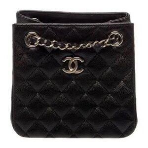 CHANEL Caviar Quilted Mini Bucket Bag Black GHW